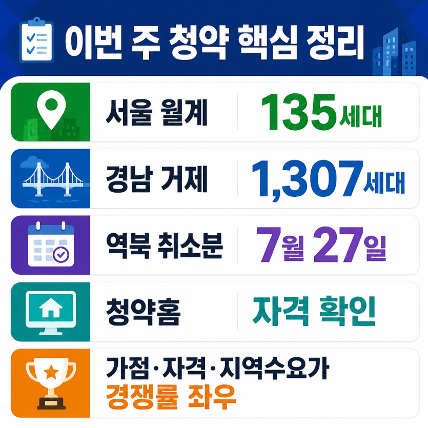 이번 주 청약 일정 핵심 총정리